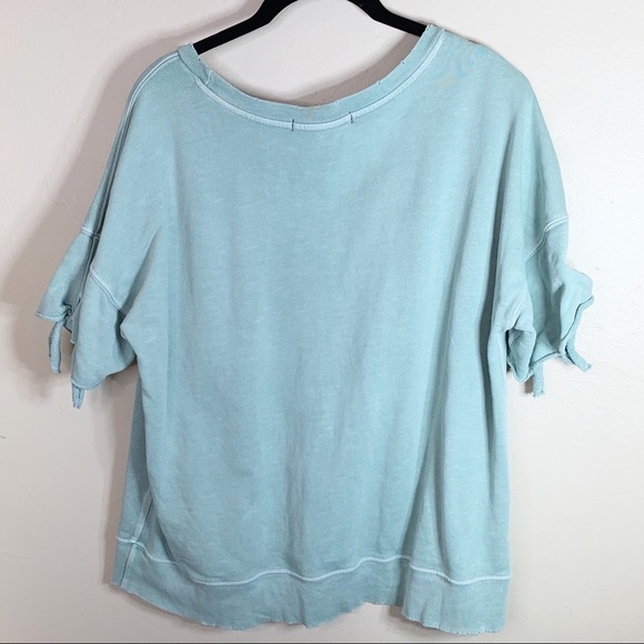 AMO Green Tie Short Sleeve Distressed Sweatshirt Women’s Oversized - Picture 6 of 8